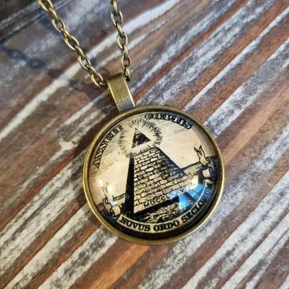 Illuminati Eye Glass Necklace Bronze